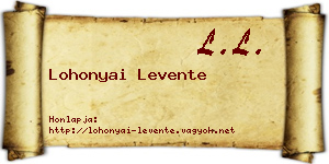 Lohonyai Levente névjegykártya